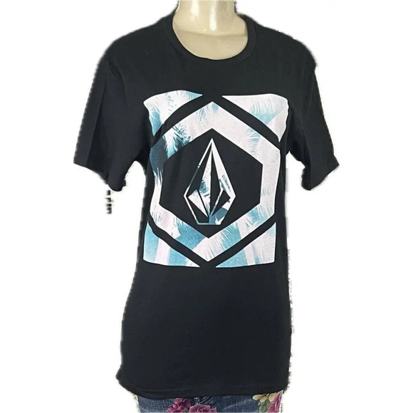 Volcom S Unisex Black Dilweed Graphic Print Crew Neck Cotton Short Sleeve Tee - Picture 2 of 5